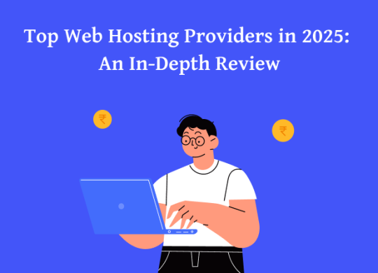 Illustration depicting top web hosting providers in 2025, symbolizing reliable hosting services with a gradient background and a server icon.